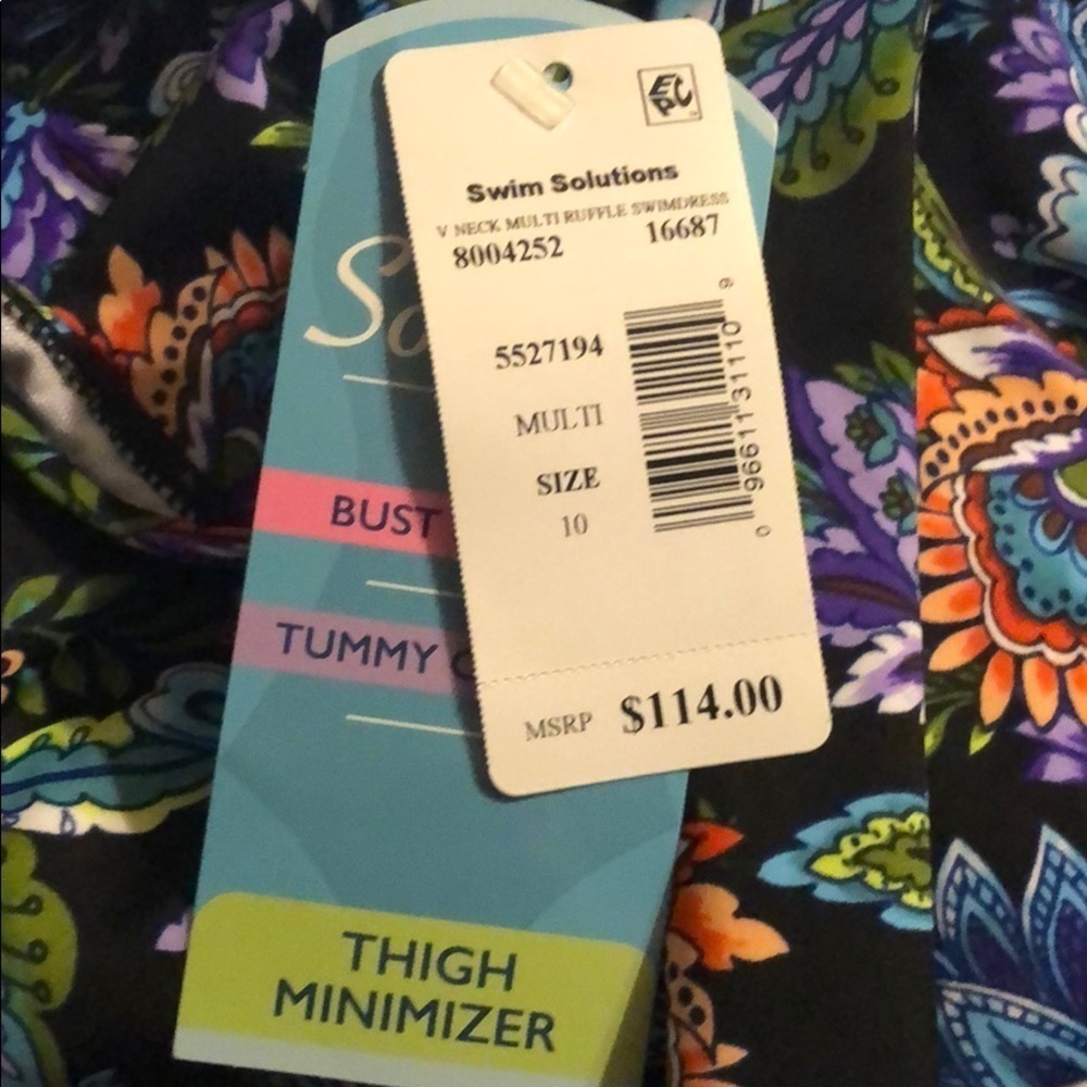 SWIM Solutions Slimming Ruffle One Piece Swimdress - Picture 3 of 5